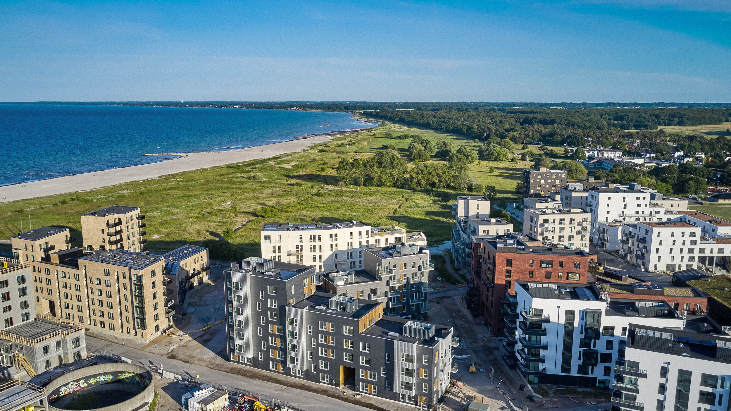 Vy over Søndre Havn og Køge Bugt - juni 2020