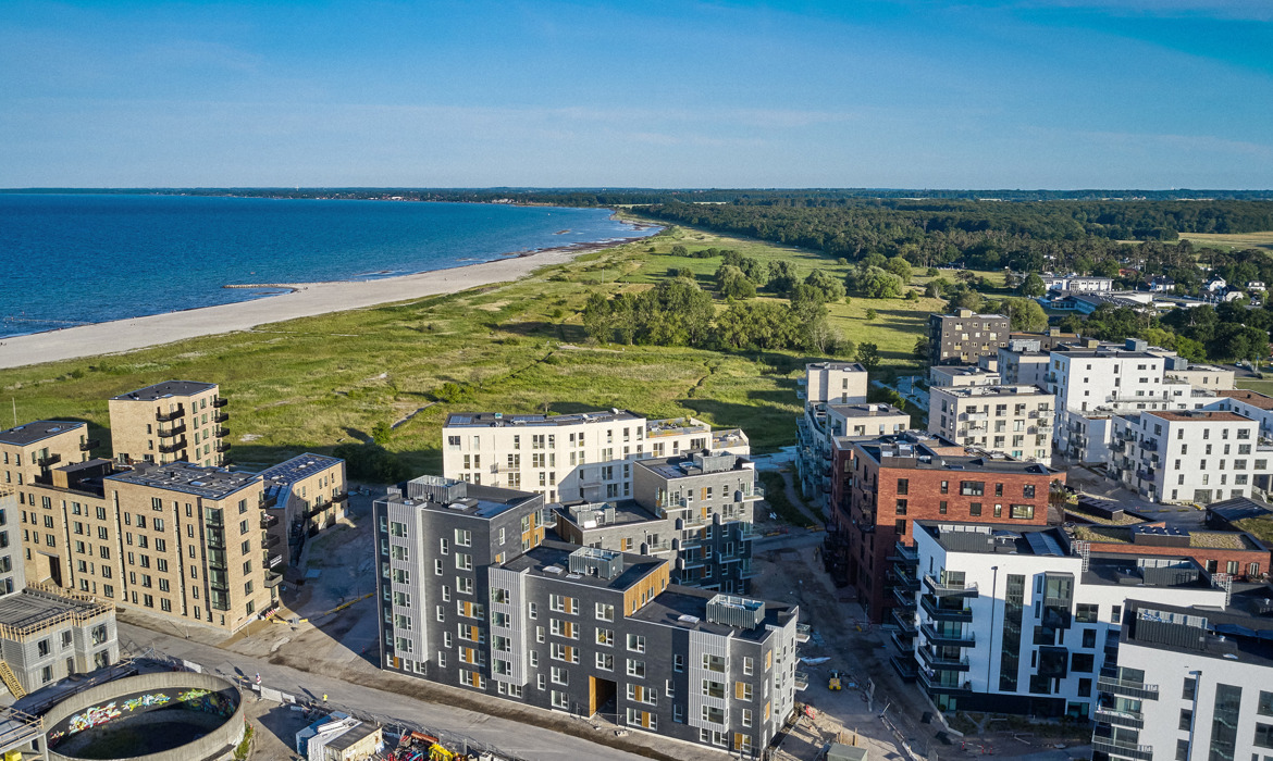 Vy over Søndre Havn og Køge Bugt - juni 2020