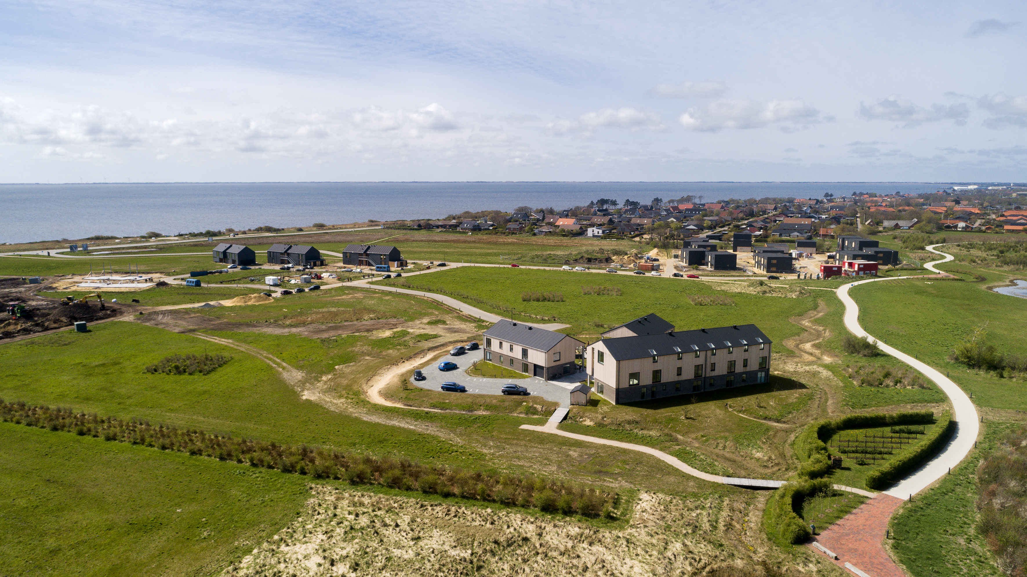 Dronefoto med de tre boligprojekter Pressefoto