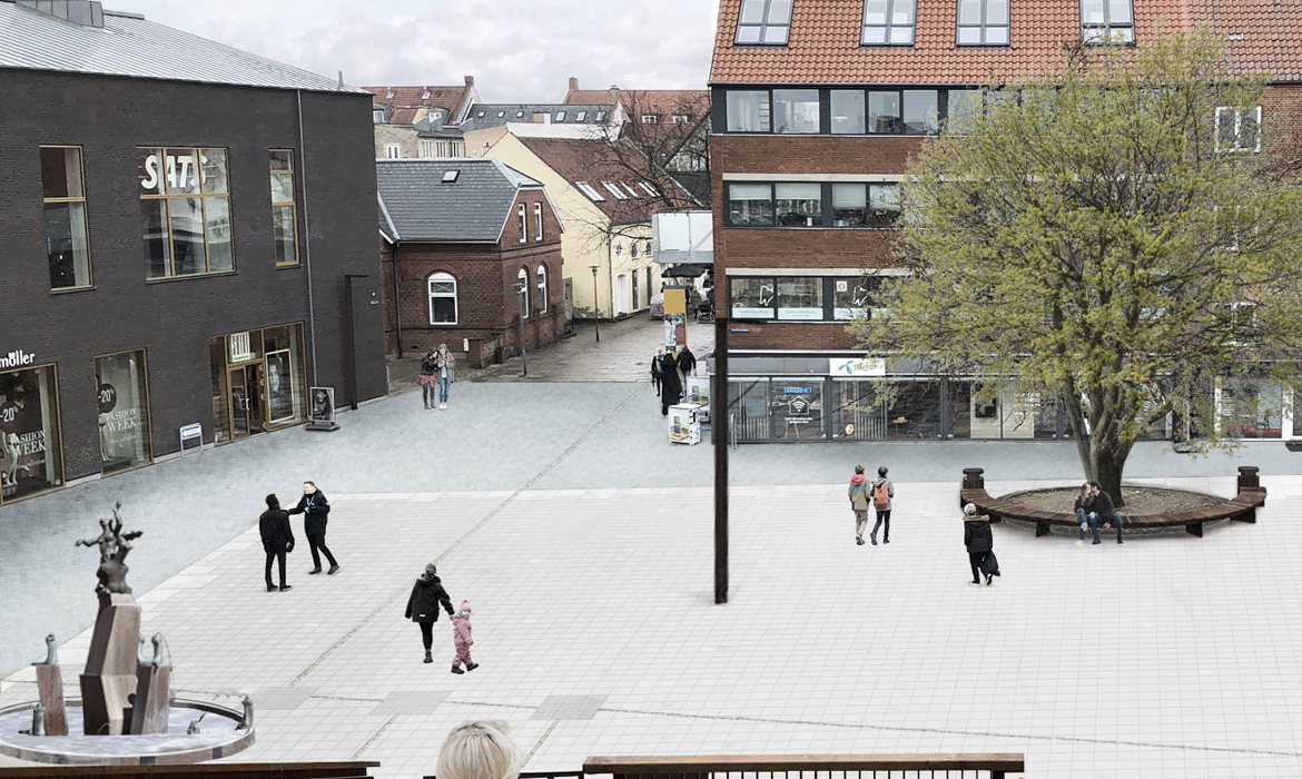 Visualisering af Stationstorvet med ny belægning